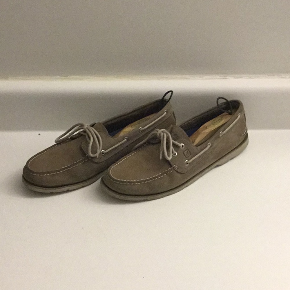 Sperry Leather Moc-Toe Gray Boat Shoes